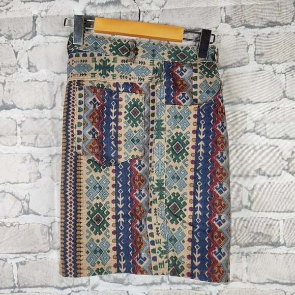 Vintage 80s High Waist Cotton Waliking Shorts Southwestern Pattern Size 12 - Picture 13 of 15